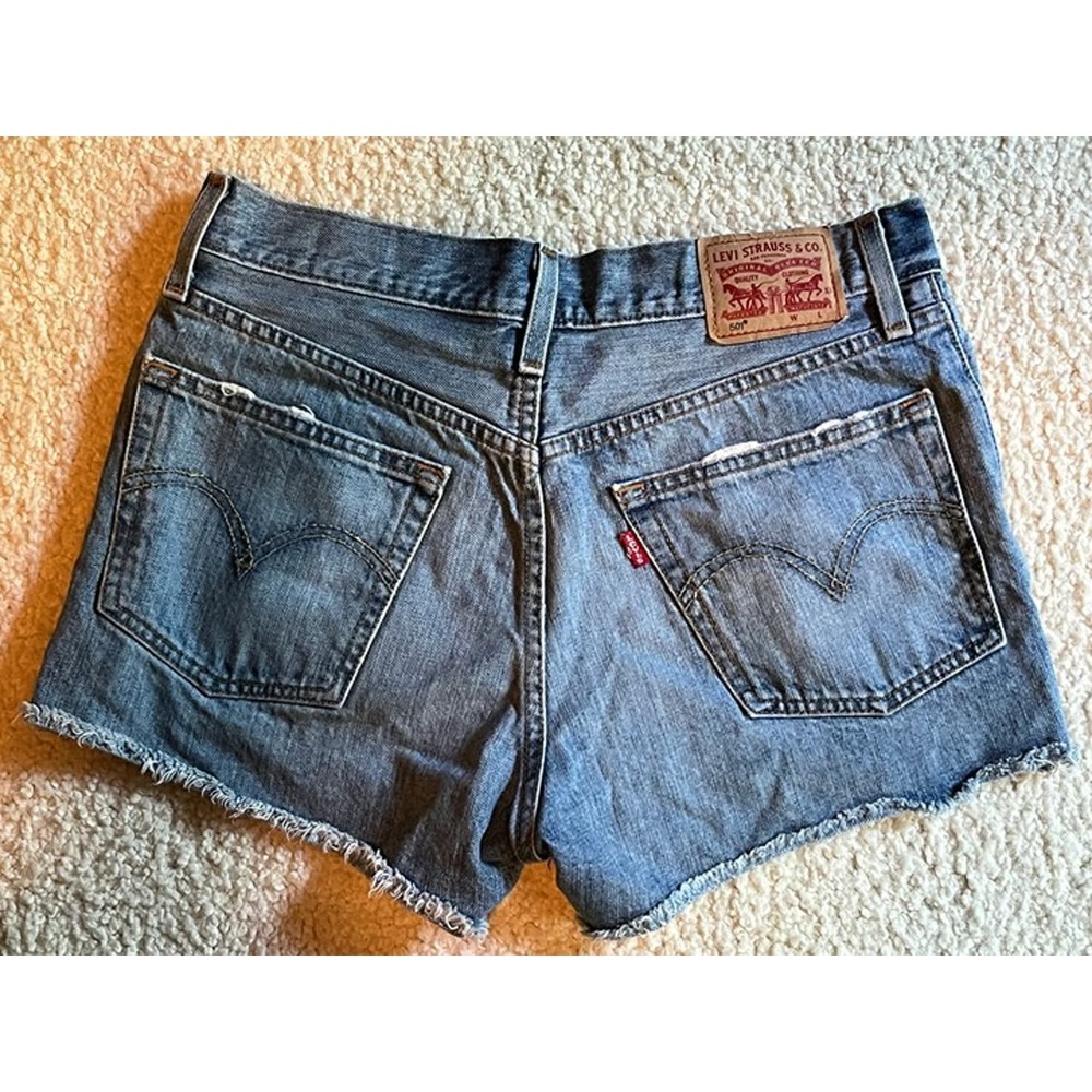 Levi's 501 Cut-Off 100% Cotton Blue Denim Jean Shorts Women 27